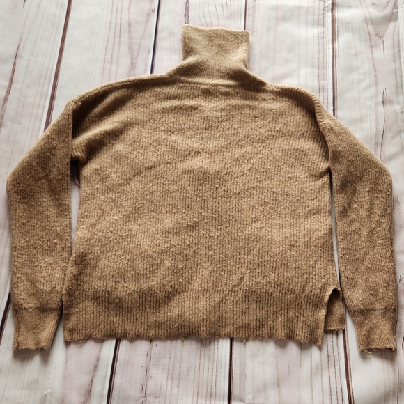 Madewell "Glenbrook Half-Zip Pullover Sweater" Heather Saddle Tan Women's Size M - Picture 8 of 12